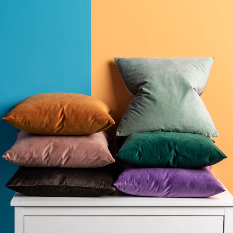 JUSPURBET Decorative Pillow Covers Set of 2 Velvet Throw Pillow Covers for Couch Sofa Bed Soft Cushion Covers Cases with Hidden Zipper for Living Room Home Decor 24x24 inch,Jam - Image 3